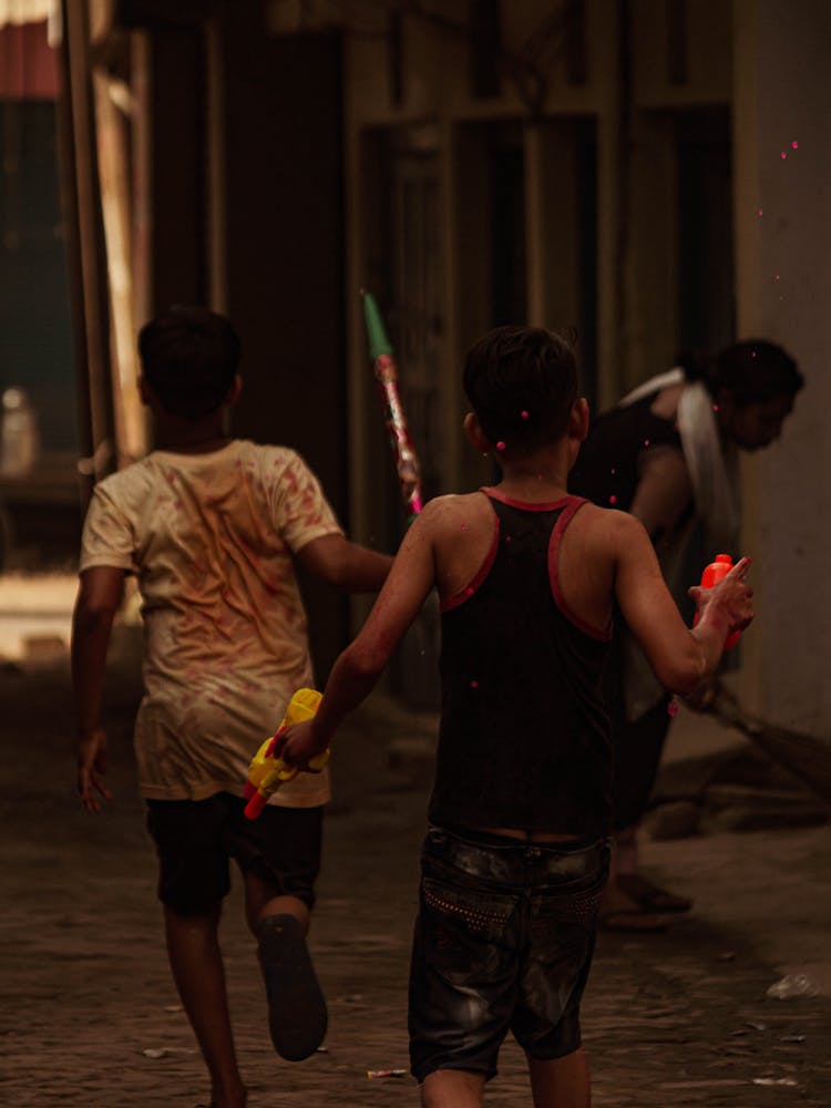 Kids Playing With Water Guns