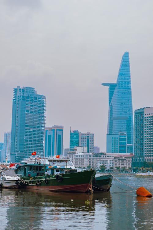 Modern City and Boats on the Sea 