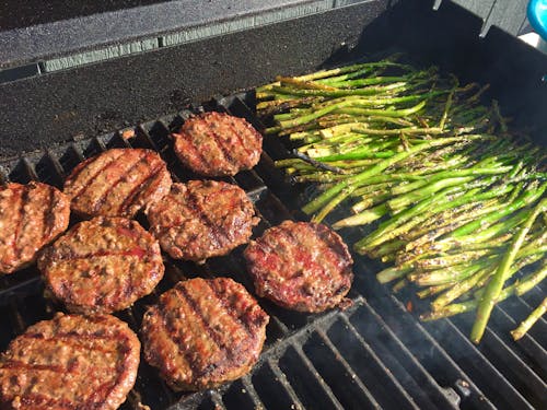 Free stock photo of asparagus, grilling, hamburgers