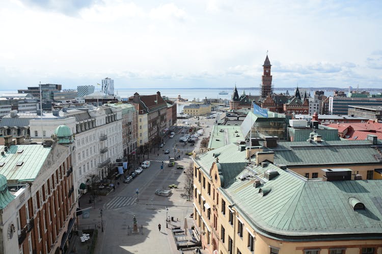 Aerial View Of Old Town By Sea