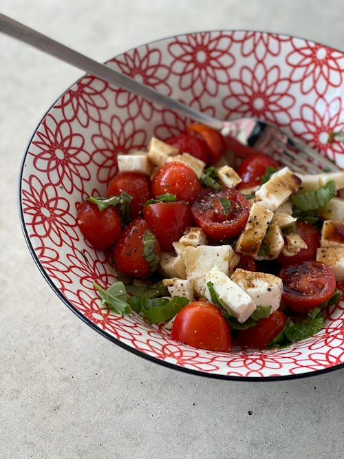 Free Greek Salad on Ceramic Bowl Stock Photo