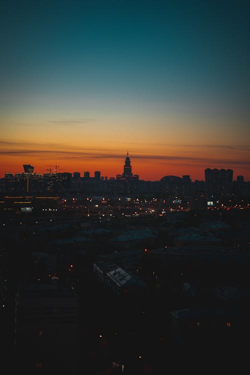 Aerial Photography of City Buildings during Sunset