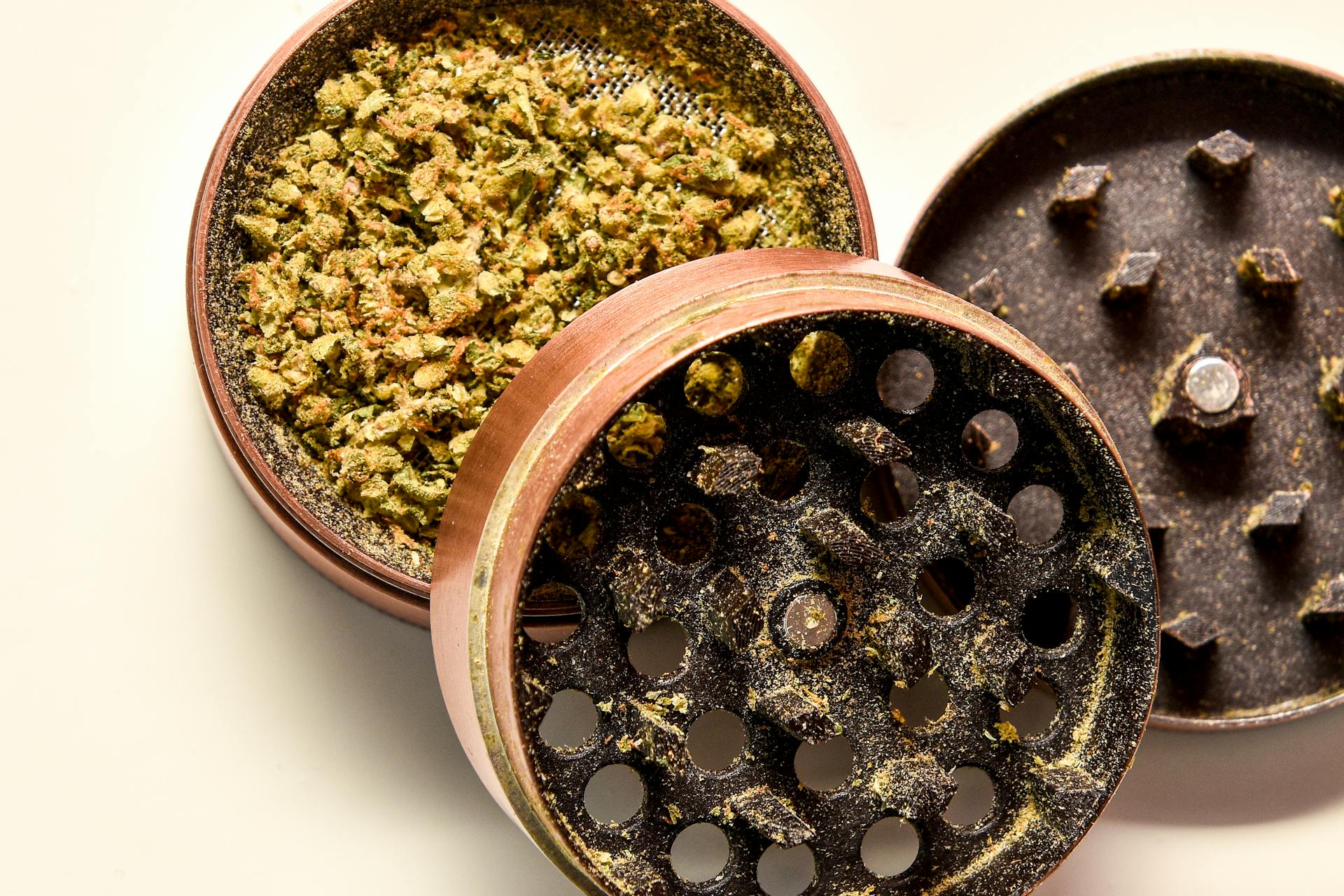 Grinder with cannabis , Marijuana buds