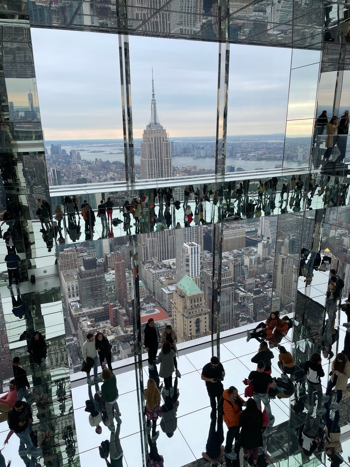 SUMMIT One Vanderbilt observation deck mirrored room with Manhattan skyline view