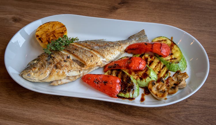 Fried Fish And Grilled Vegetables