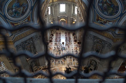 Monumental Cathedral Interior behind Bars