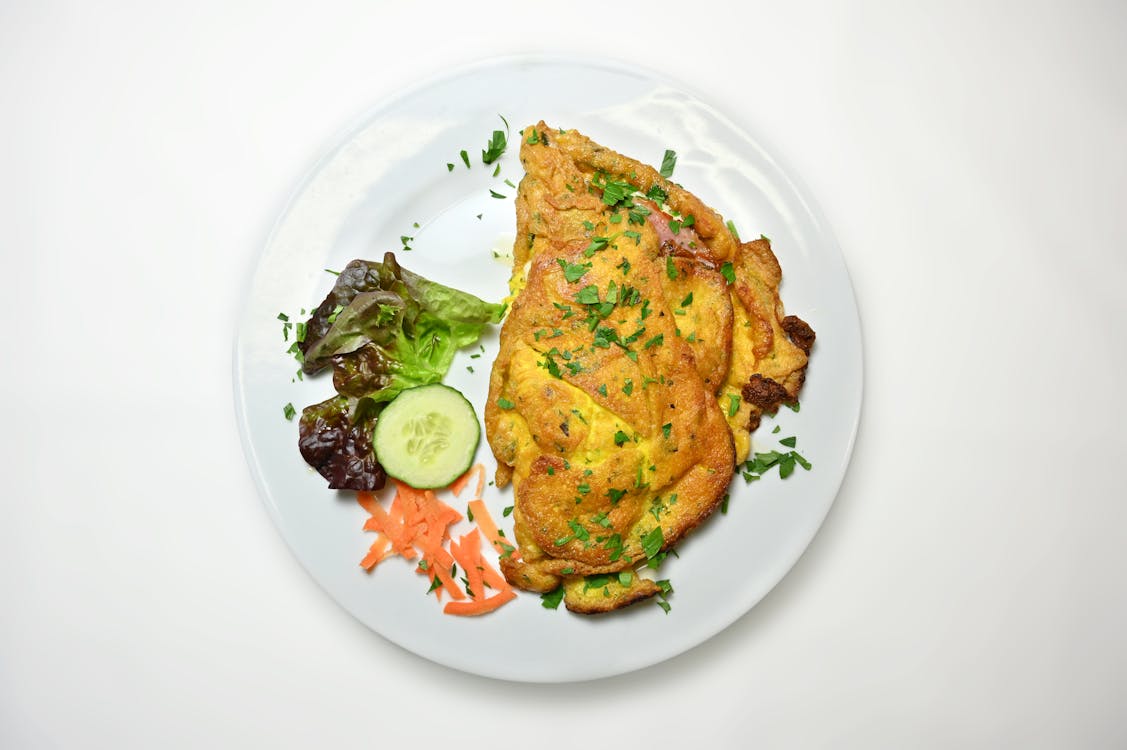 Free Egg Omelette on White Ceramic Plate Stock Photo