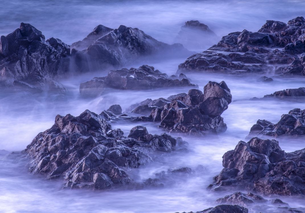 Water with rock nature photo with long exposure fog effect abstract ...