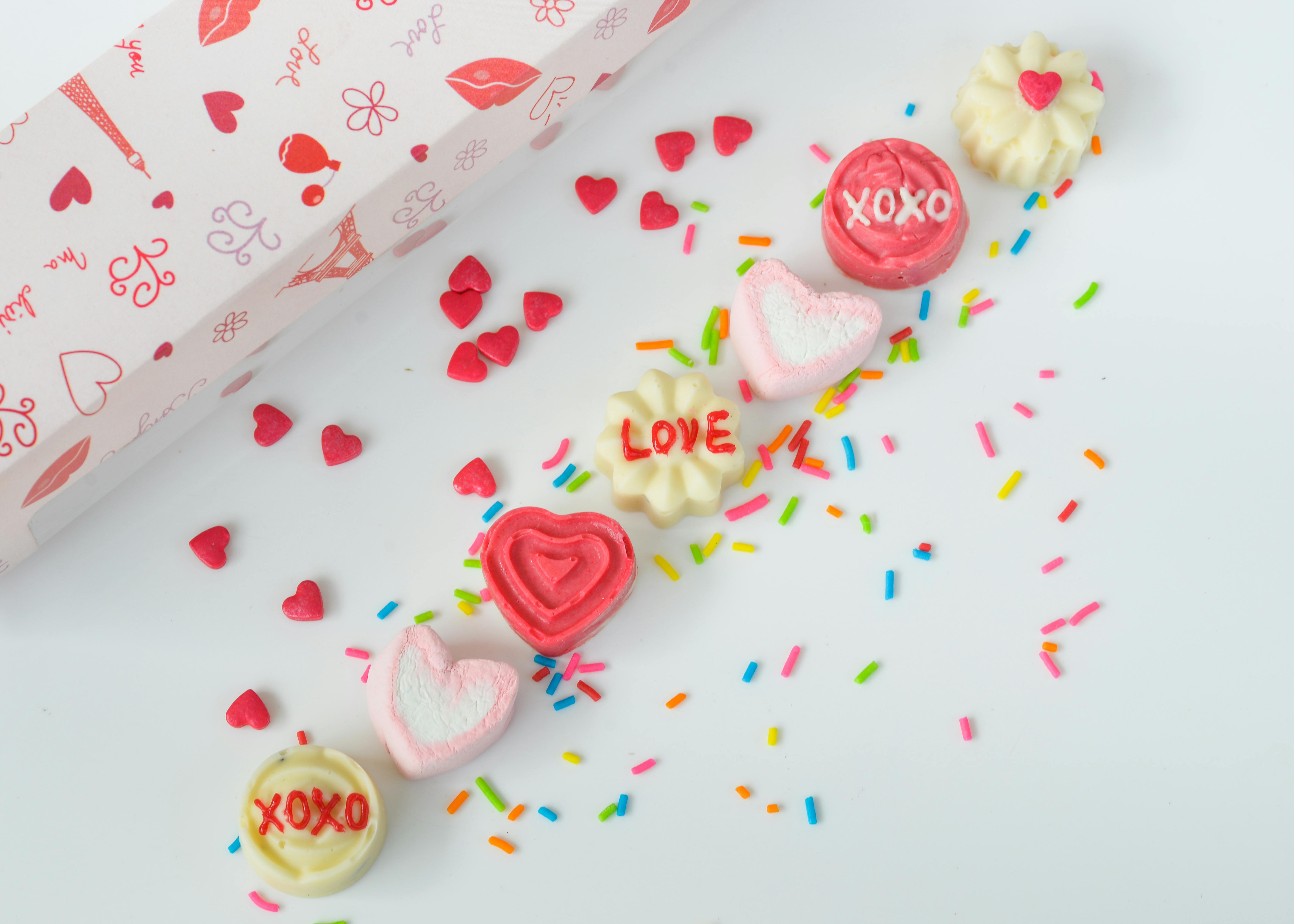 Yellow Pink Orange and White Loves Heart Candies · Free Stock Photo