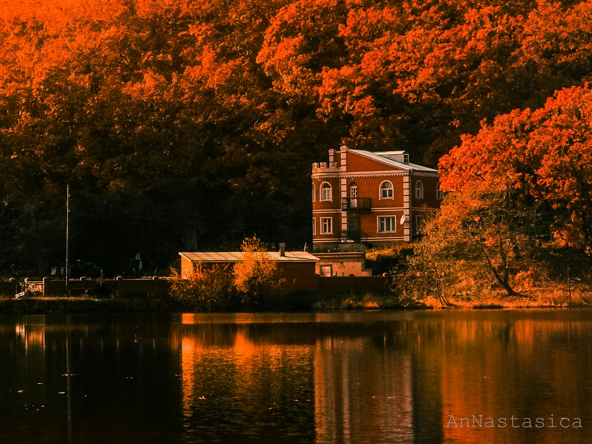 Free stock photo of autumn, house, lake