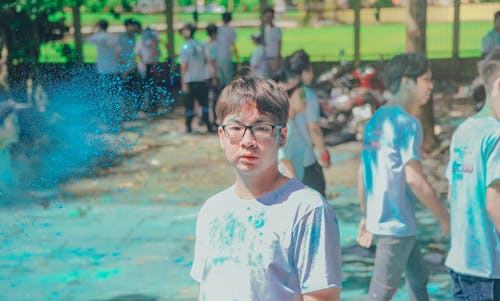 Free Man Wearing Blue Crew-neck Shirt Near People Stock Photo