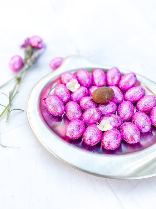 Easter Chocolate Eggs in Pink Foil