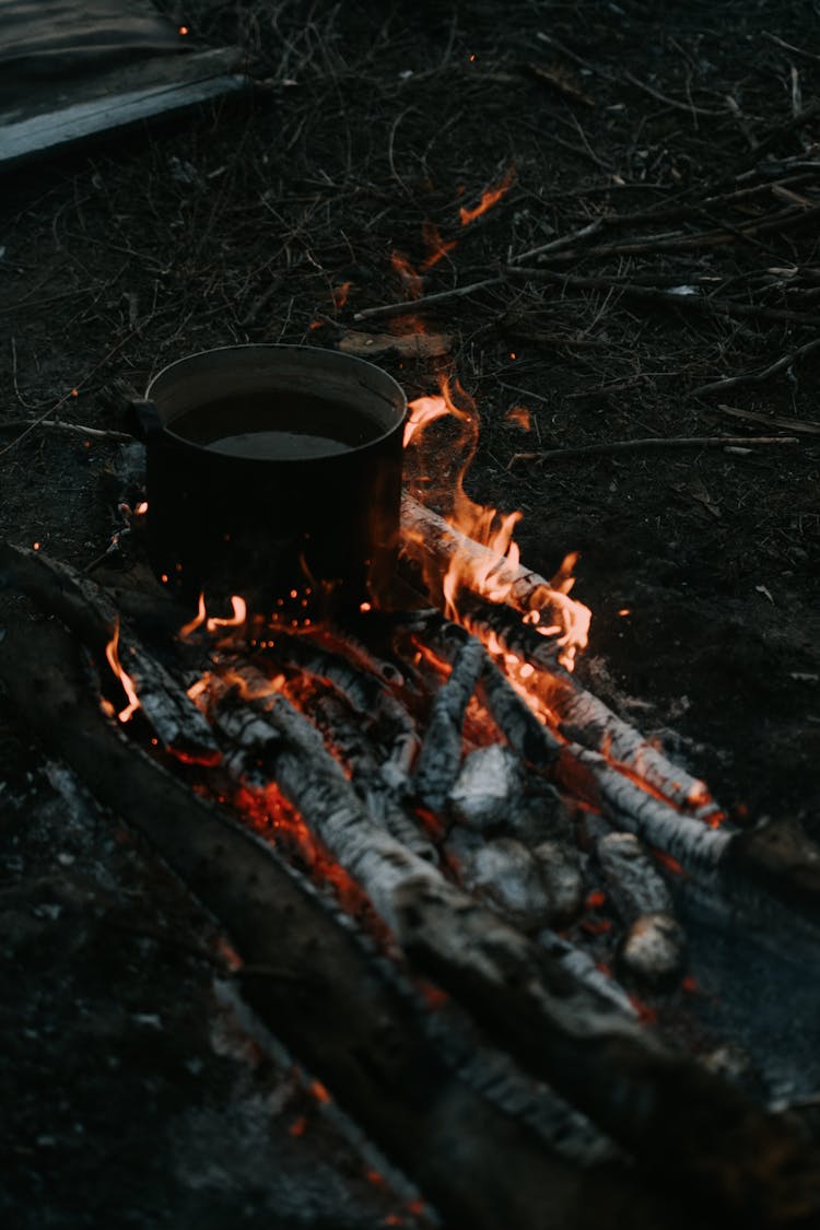 Pot On Burning Firewood