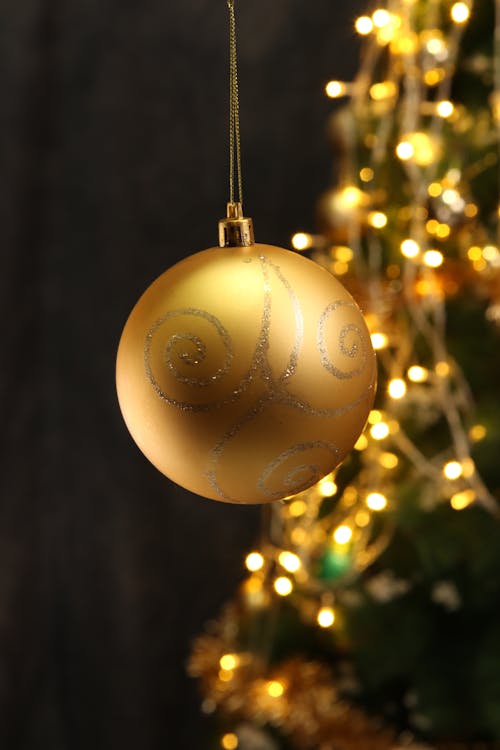 Gold Christmas Ball with Glitters