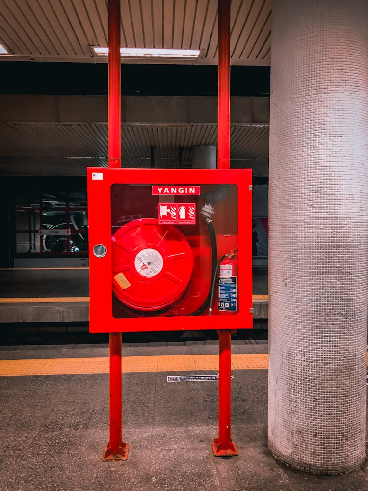 A Red Fire Hose Reel