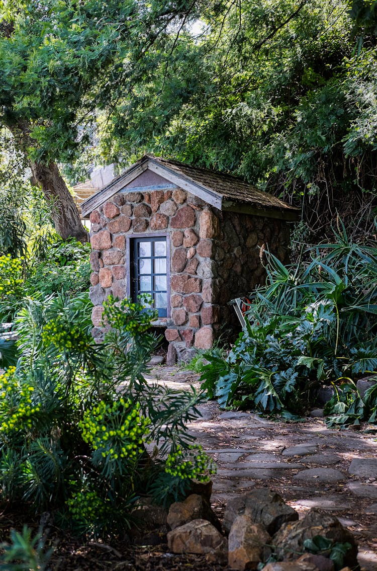 Small Stone Shrine In Forest