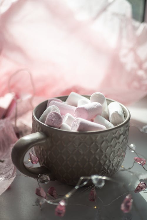 Free Marshmallows in Gray Ceramic Cup Stock Photo