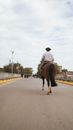 Joselo riding his horse through town.