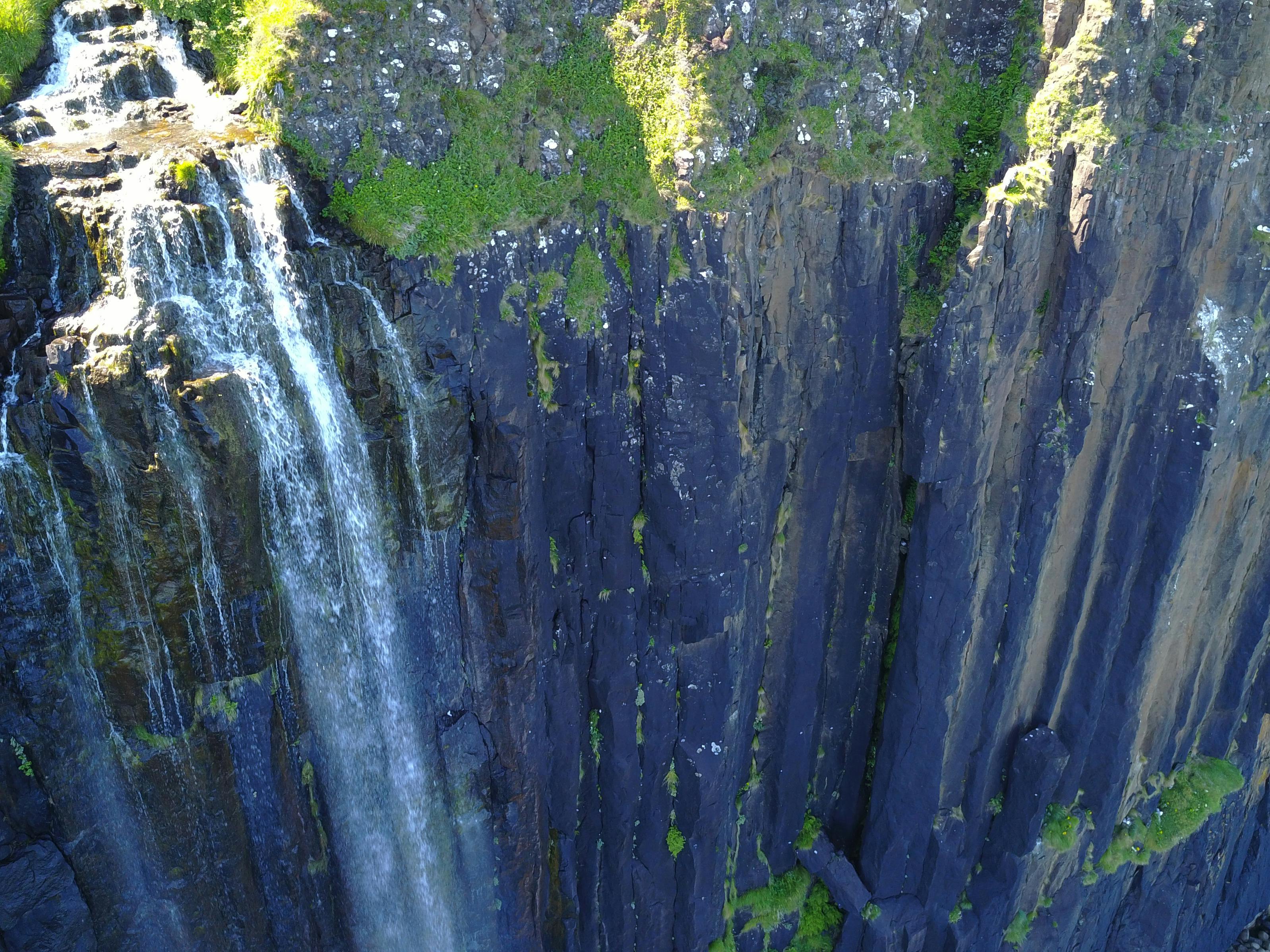 Free stock photo of drone shot, kilt rock, waterfall