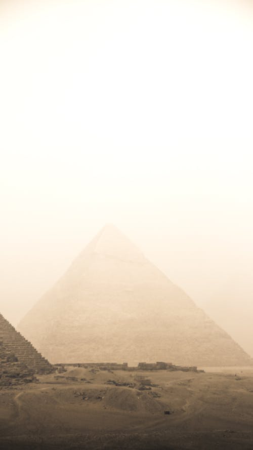 Pyramids under White Sky