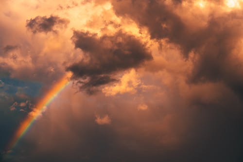 Dramatic Sky with Clouds and Rainbow