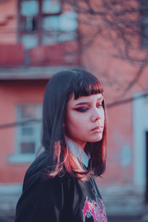 A Woman in Black Shirt