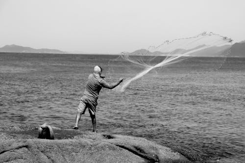 Základová fotografie zdarma na téma černobílý, házení, moře