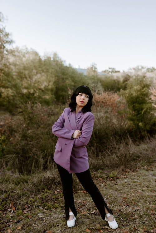 Woman in Purple Coat