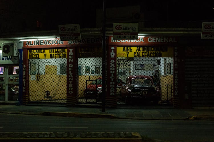 Illuminated Storefront In City