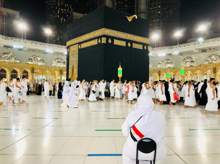 People Inside The Masjid Al-Haram Mosque In Mecca Saudi Arabia