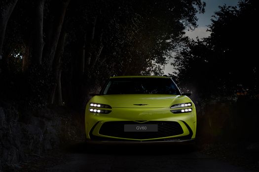 Eindrucksvolle Automobil-Aufnahme mit Wald & Nacht