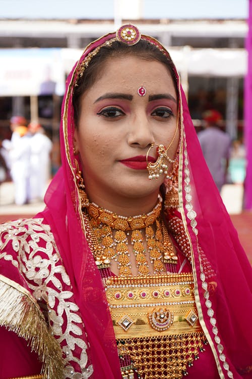 Close-Up Shot of a Woman in Traditional Clothing