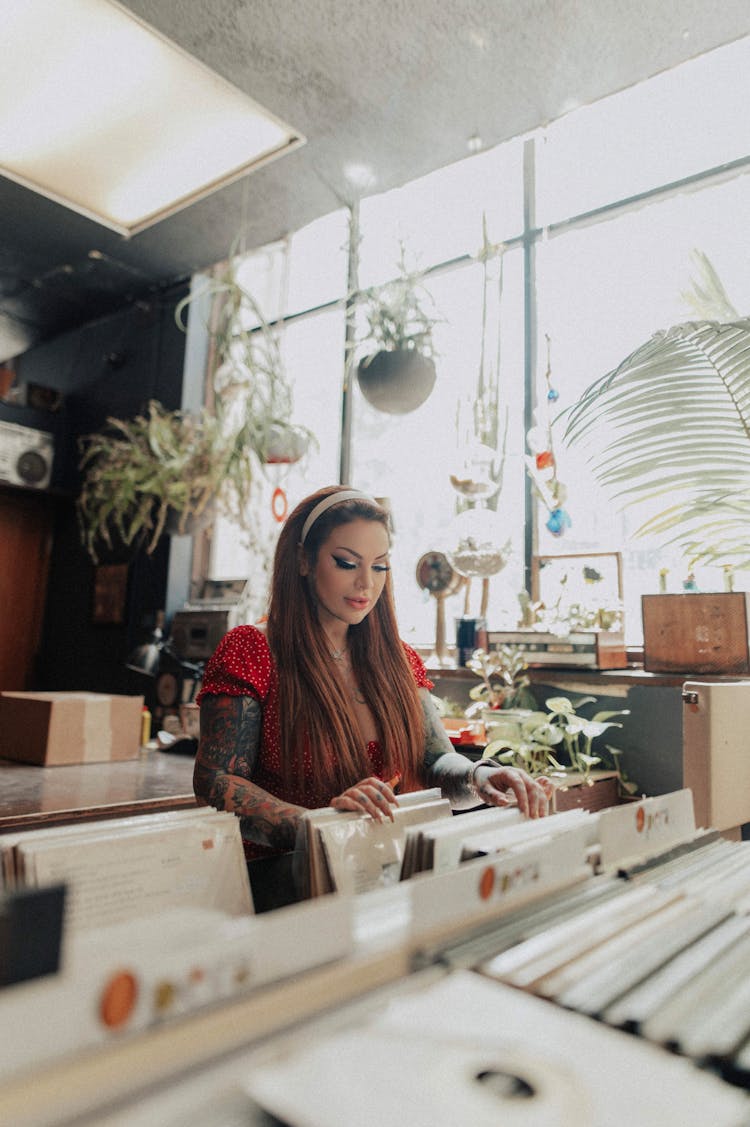 Woman Looking At Documents