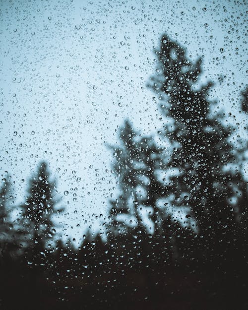 Free Rain Droplets on Glass Stock Photo