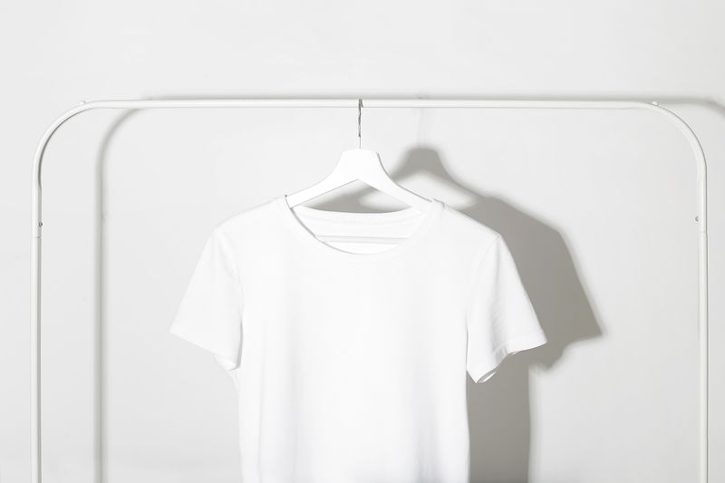 T-shirt on a hanger, focused product shot