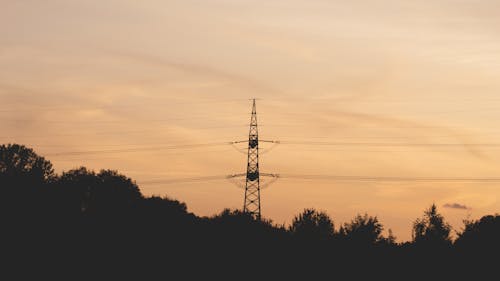 Free stock photo of evening, evening sky, power lines
