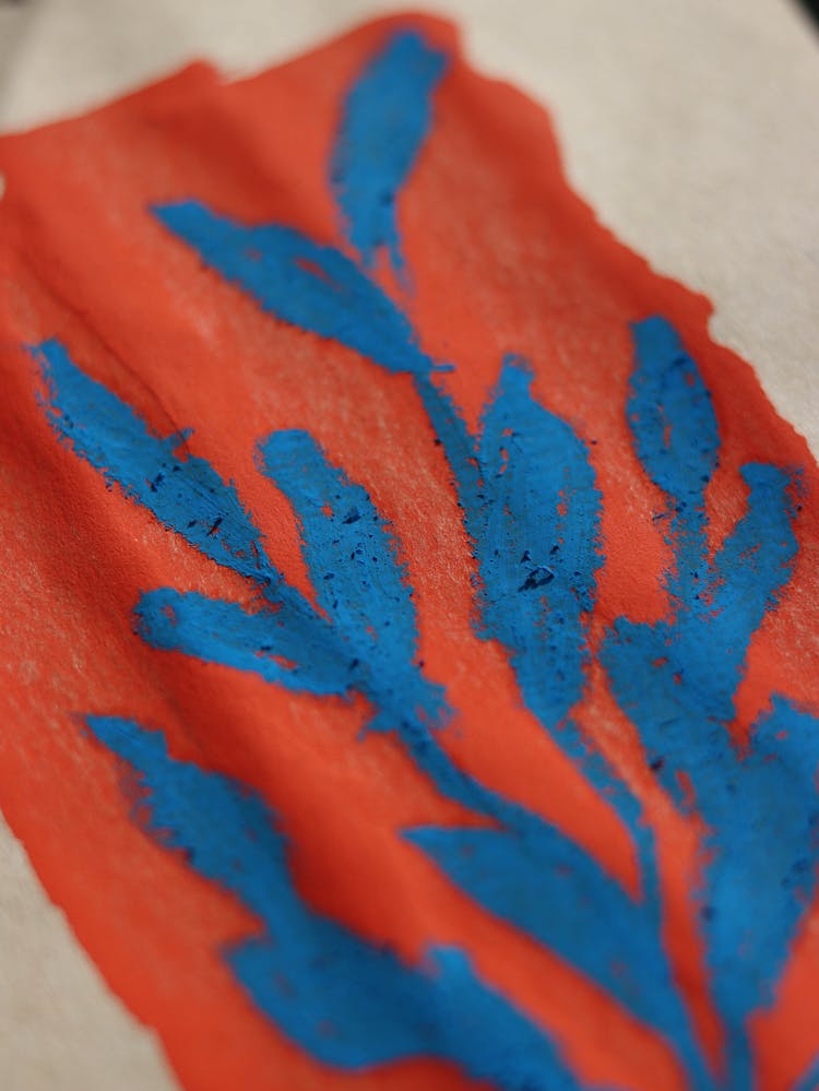 Red And Blue Plant Painting