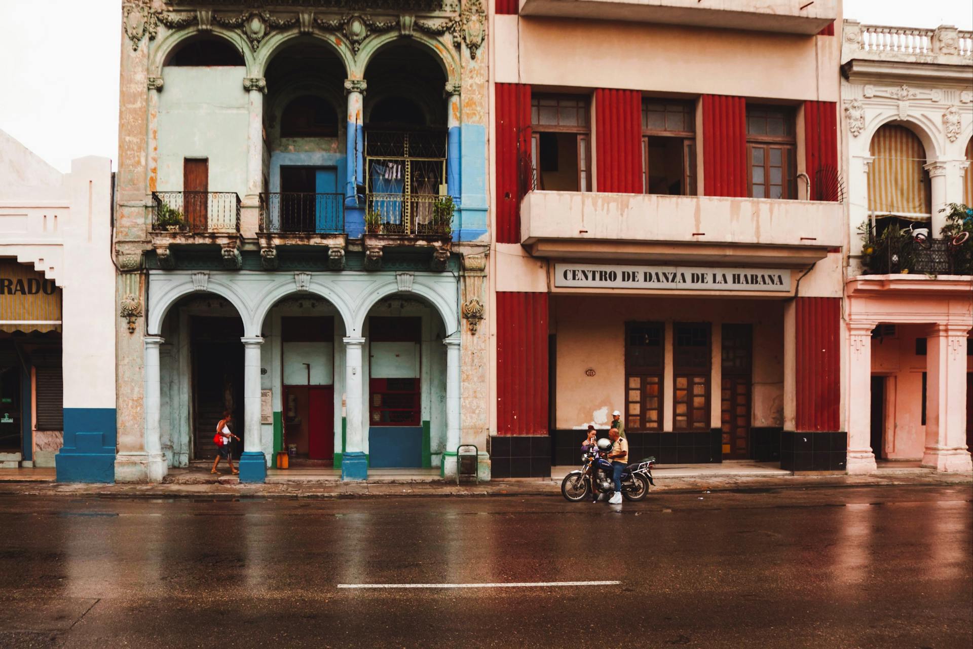 Colorful Buildings Facades on City Street