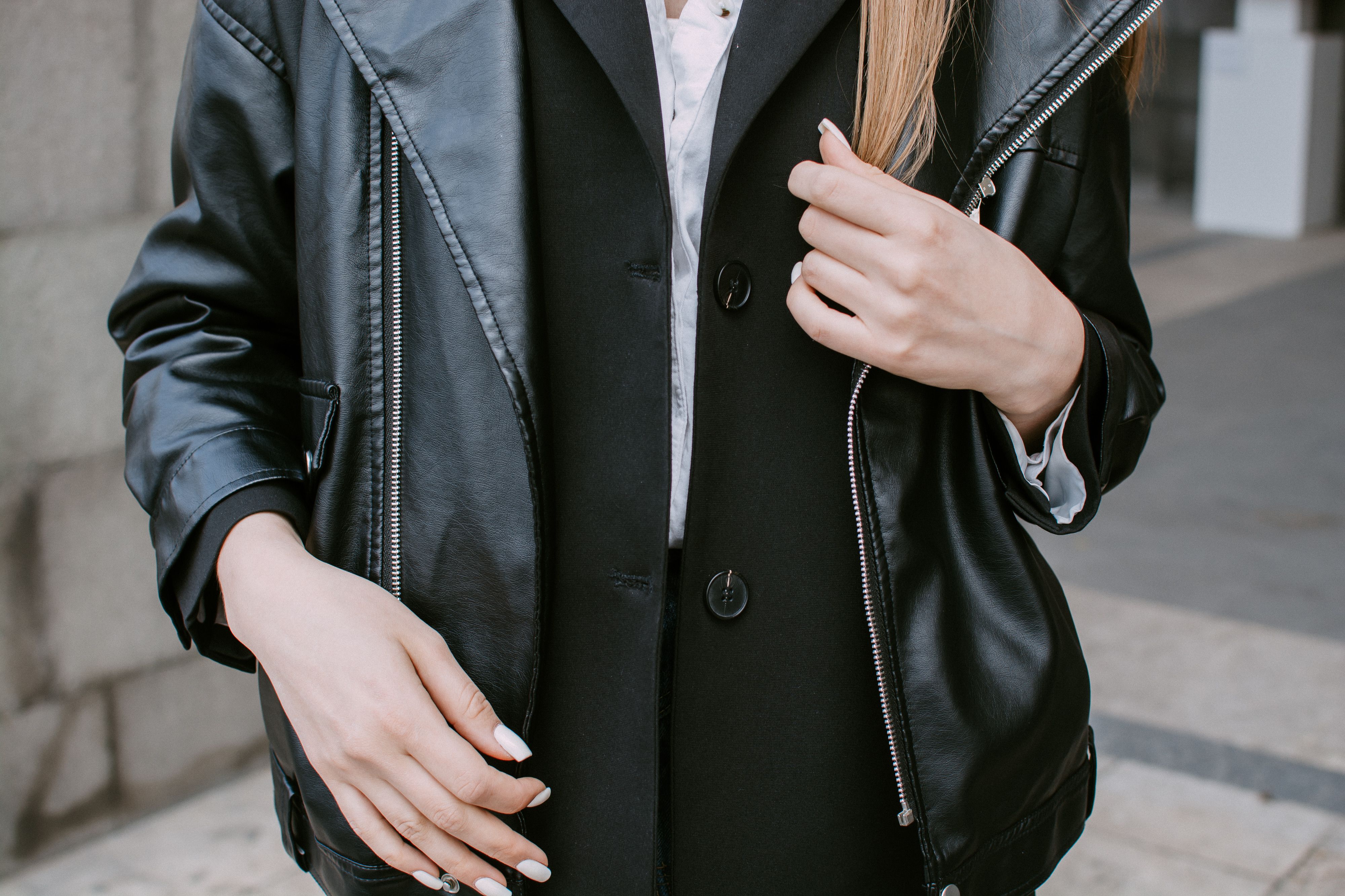 A Woman in Black Leather Jacket Standing Near Graffiti Wall · Free ...
