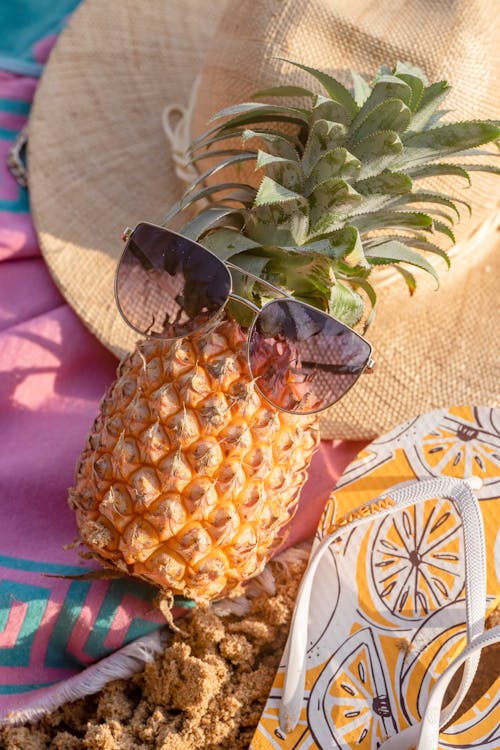 Fresh Pineapple Fruit with Sunglasses