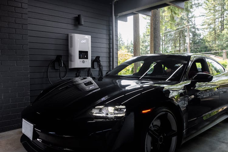 Black Car In A Garage 