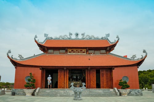 Traditional Temple Building on Blue Sky