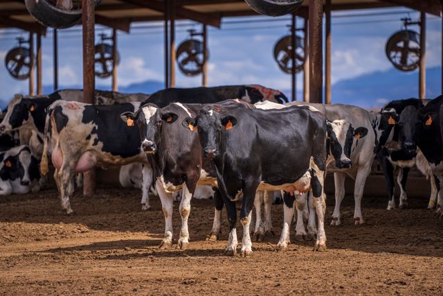 Holstein cows at a dairy farm