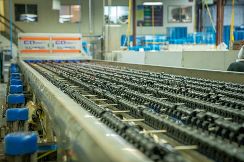Detailed view of an industrial conveyor belt system used in manufacturing and production settings