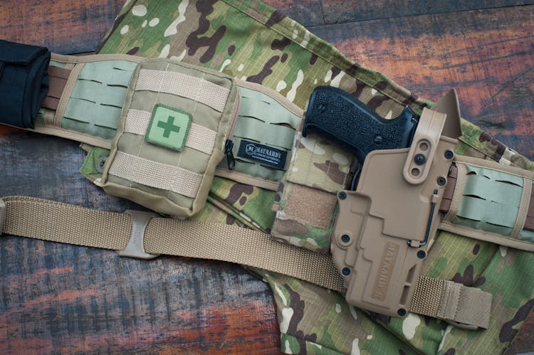 Camouflage Army Belt With Weapon