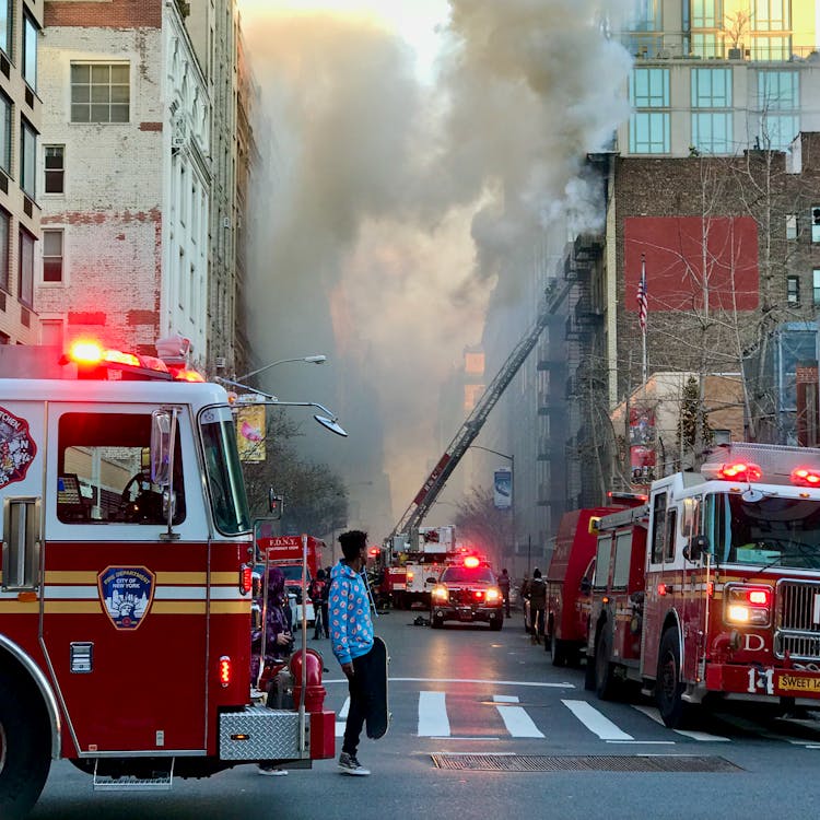 Fire Trucks On A Street 