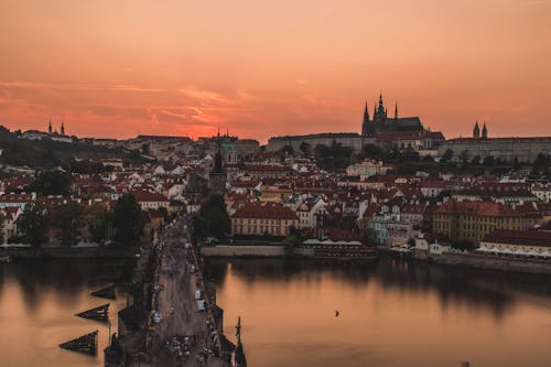 Charles Bridge in Prague During Sunset