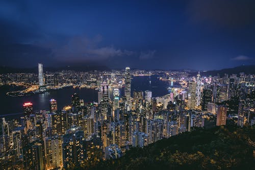 Aerial Photography of City Buildings During Night Time