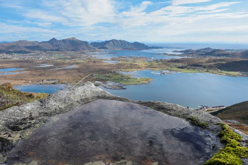 Volcano in Wild Nature Landscape with Water