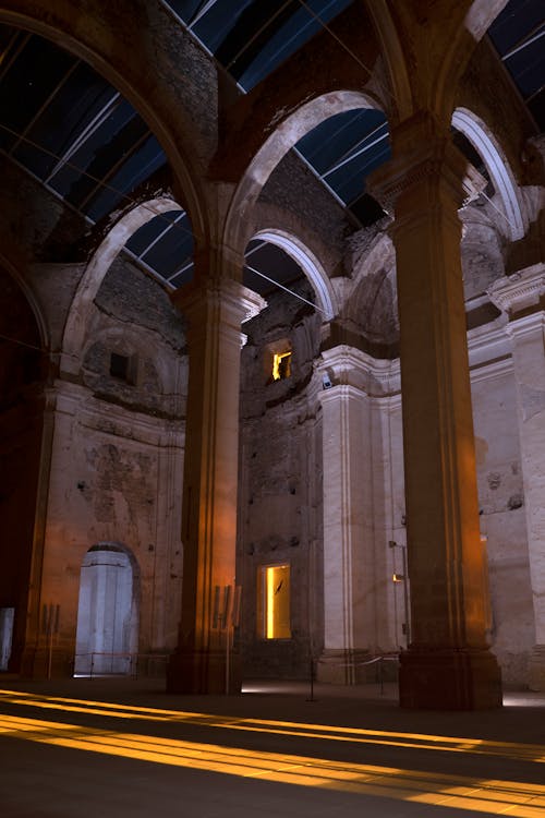 Arched Columns of an Ancient Church Interior